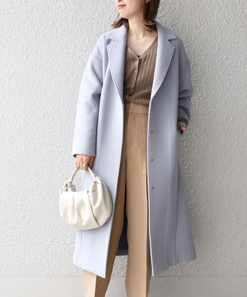 SHIPS（シップス）の「【WEB限定】オーバーチェスターコート◇（チェスターコート・レディース・ライトブルー/ネイビー/シルバーグレー/ナチュラル・SMALL/MEDIUM）」の21枚目の写真