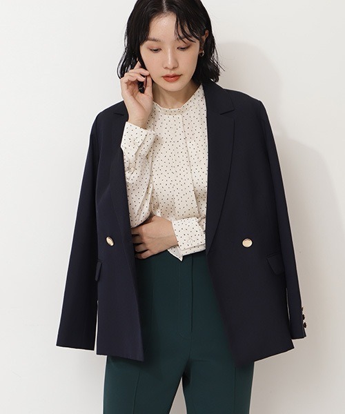 NATURAL BEAUTY BASIC（ナチュラルビューティーベーシック）の「ダブルブレストジャケット（テーラードジャケット・レディース・ブラウン/ネイビー・SMALL/MEDIUM）」の2枚目の写真