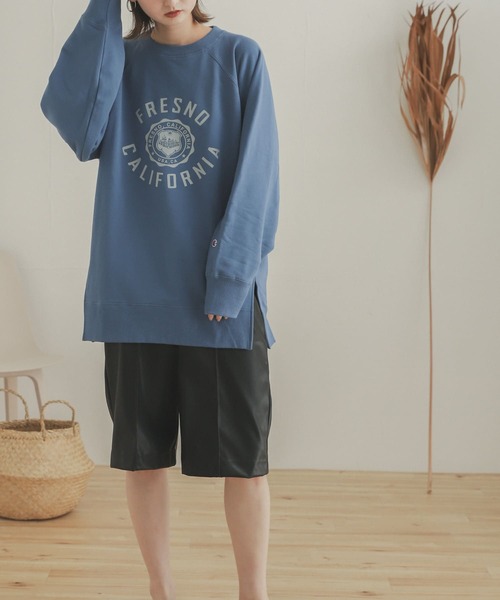 SENSE OF PLACE by URBAN RESEARCH(センスオブプレイスバイアーバンリサーチ)の「『別注』Champion×SENSE OF PLACE カレッジスウェット(スウェット・レディース・ライトグレー/ライトブルー/ベージュ・ONE)」の3枚目の写真