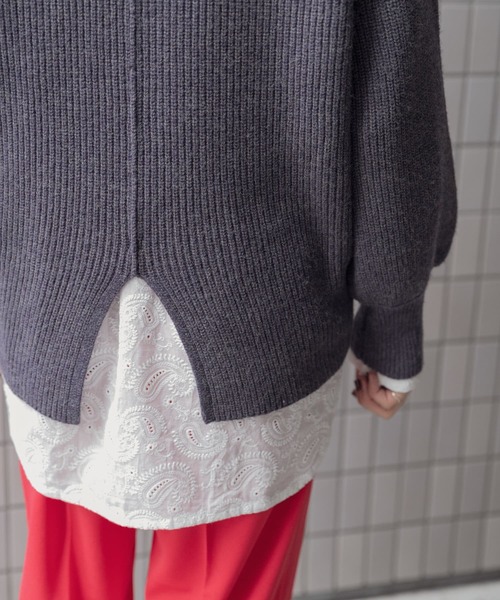 ITEMS URBANRESEARCH（アイテムズ アーバンリサーチ）の「片畦ハイネックニット（ニット/セーター・レディース・グレー/ブルー/ピンク/ベージュ・FREE）」の14枚目の写真