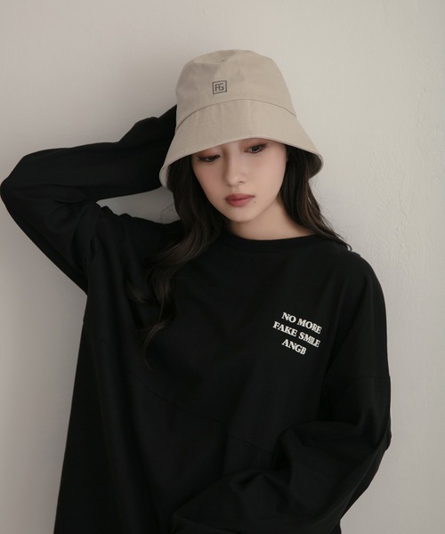 ANDGEEBEE(アンジービー)の「【UNISEX】AGツイルバケットハット(ハット・レディース・ブラック/グレー/アイボリー・MEDIUM)」の1枚目の写真