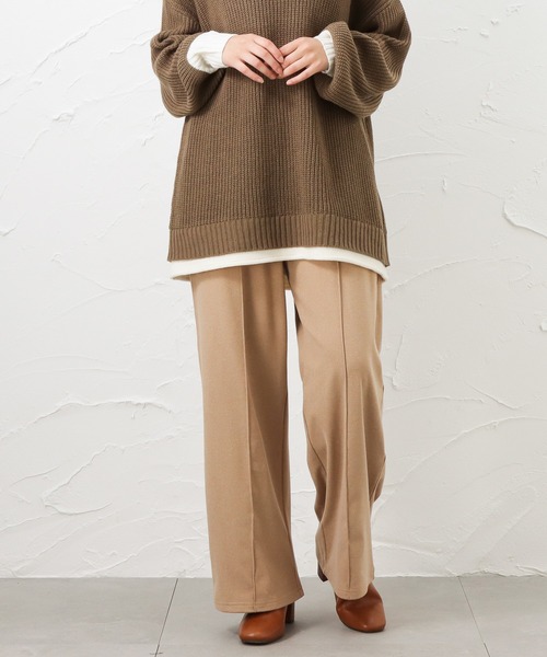 NAVY（ネイビー）の「NAVY ネイビー 両面起毛スムース ワイドイージーパンツ（その他パンツ・レディース・ブラック/ベージュ/パープル/カーキ・M/L）」の3枚目の写真