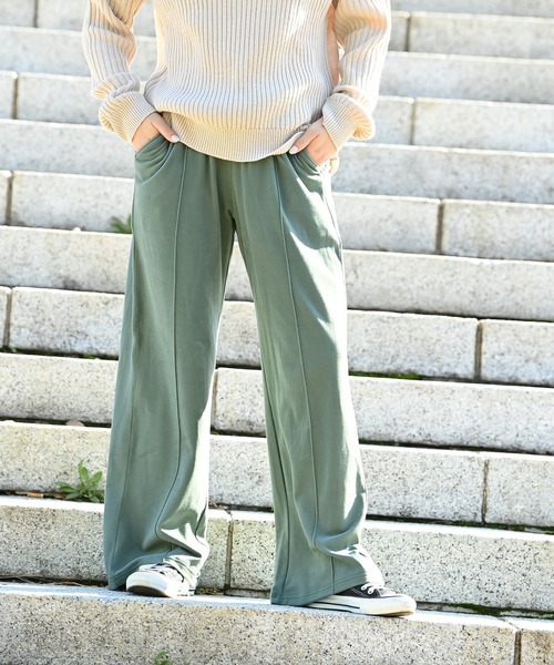 NAVY（ネイビー）の「NAVY ネイビー 両面起毛スムース ワイドイージーパンツ（その他パンツ・レディース・ブラック/ベージュ/パープル/カーキ・M/L）」の4枚目の写真