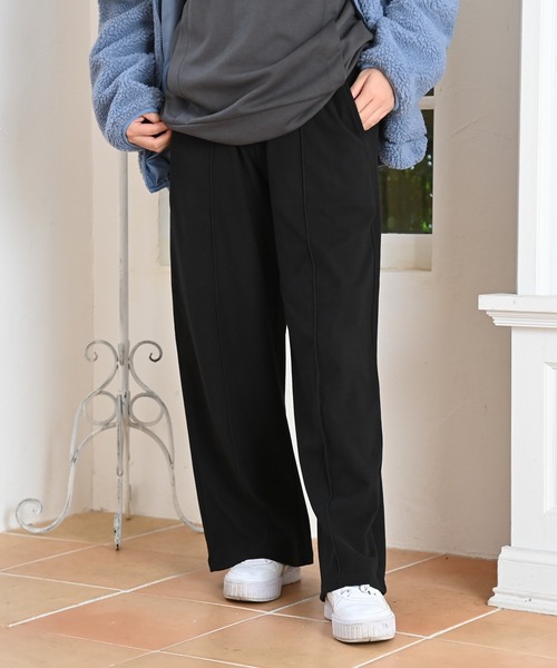 NAVY（ネイビー）の「NAVY ネイビー 両面起毛スムース ワイドイージーパンツ（その他パンツ・レディース・ブラック/ベージュ/パープル/カーキ・M/L）」の2枚目の写真