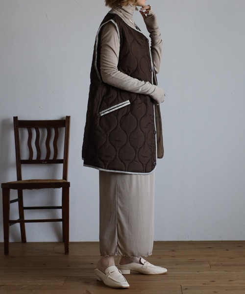 r.（アールドット）の「リップストップ ライナーキルトベスト（その他アウター・レディース・キナリ/ブラック/ブラウン/ベージュ/カーキ/カーキ系・FREE）」の14枚目の写真