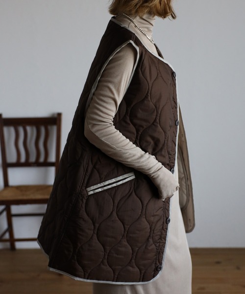 r.（アールドット）の「リップストップ ライナーキルトベスト（その他アウター・レディース・キナリ/ブラック/ブラウン/ベージュ/カーキ/カーキ系・FREE）」の17枚目の写真