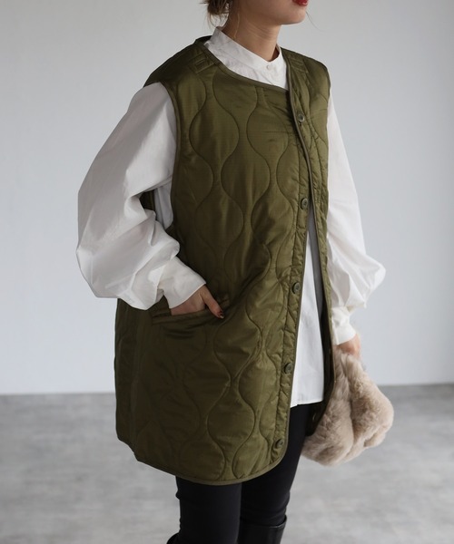 r.（アールドット）の「リップストップ ライナーキルトベスト（その他アウター・レディース・キナリ/ブラック/ブラウン/ベージュ/カーキ/カーキ系・FREE）」の19枚目の写真