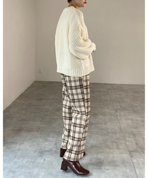 She's Closet(シーズクローゼット)の「ケーブルアラン編みボリュームスリーブパッチワークニット(ニット/セーター・レディース・アイボリー/ベージュ/ブラック/ブラウン/イエロー/グリーン・FREE)」の9枚目の写真