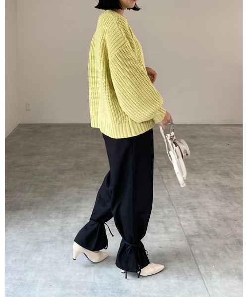She's Closet(シーズクローゼット)の「ケーブルアラン編みボリュームスリーブパッチワークニット(ニット/セーター・レディース・アイボリー/ベージュ/ブラック/ブラウン/イエロー/グリーン・FREE)」の18枚目の写真