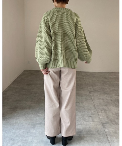 She's Closet(シーズクローゼット)の「ケーブルアラン編みボリュームスリーブパッチワークニット(ニット/セーター・レディース・アイボリー/ベージュ/ブラック/ブラウン/イエロー/グリーン・FREE)」の20枚目の写真