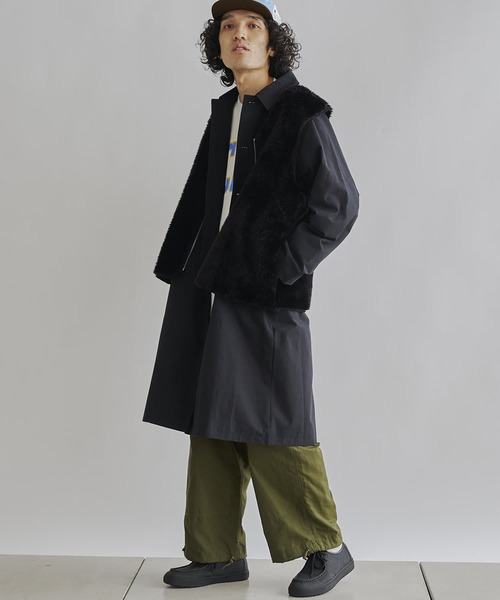 CPCM(シーピーシーエム)の「コットンビッグステンカラーコート(ステンカラーコート・メンズ・ベージュ/ブラック・LARGE/MEDIUM)」の2枚目の写真