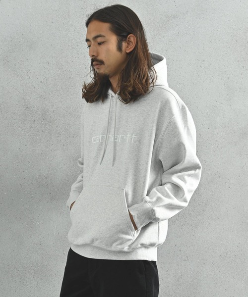 Carhartt WIP(カーハートダブリューアイピー)の「Carhartt WIP(カーハート ワークインプログレス) スクリプトロゴ プルパーカー(パーカー・メンズ・グレー系その他/ブラウン/ブラック×ホワイト・S/M/L)」の16枚目の写真