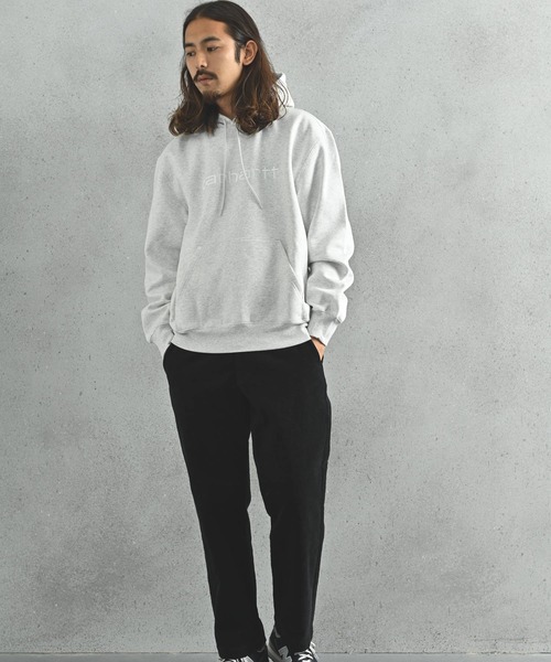 Carhartt WIP(カーハートダブリューアイピー)の「Carhartt WIP(カーハート ワークインプログレス) スクリプトロゴ プルパーカー(パーカー・メンズ・グレー系その他/ブラウン/ブラック×ホワイト・S/M/L)」の14枚目の写真