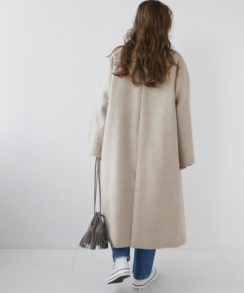 セール】《別注》LANAWOOL140ノーカラーVネックコート◇（その他