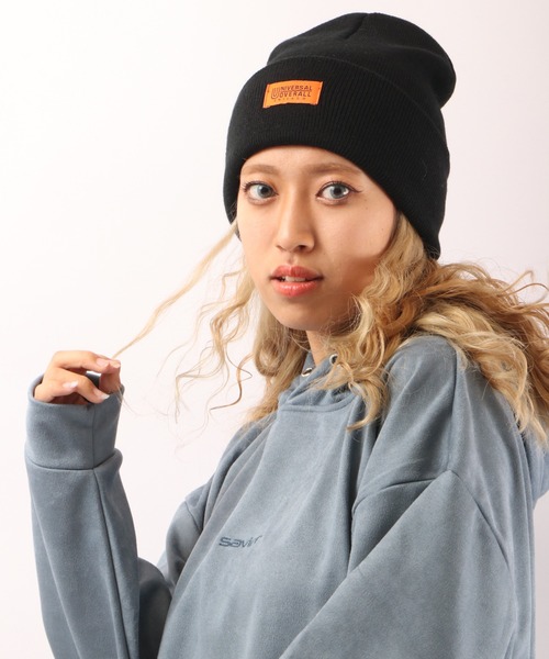 UNIVERSAL OVERALL（ユニバーサルオーバーオール）の「UNIVERSAL OVERALL ハイゲージ ロング ニット帽 ニット キャップ 帽子 男女兼用（ニットキャップ/ビーニー・メンズ・ブラック/アイボリー/ダークグリーン/オレンジ/ブラウン・FREE）」の12枚目の写真