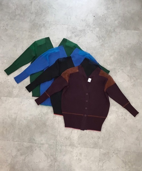TEVALT（ヴァレット）の「ラメシアー　ランダムリブカーディガン（カーディガン/ボレロ・レディース・ブラック/グリーン/ブラウン/ブルー・38）」の3枚目の写真