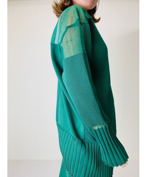 TEVALT（ヴァレット）の「ラメシアー　ランダムリブカーディガン（カーディガン/ボレロ・レディース・ブラック/グリーン/ブラウン/ブルー・38）」の12枚目の写真