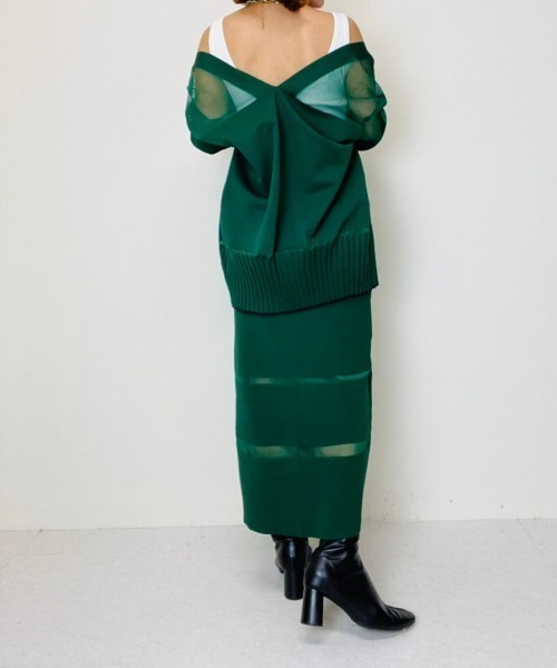 TEVALT（ヴァレット）の「ラメシアー　ランダムリブカーディガン（カーディガン/ボレロ・レディース・ブラック/グリーン/ブラウン/ブルー・38）」の10枚目の写真