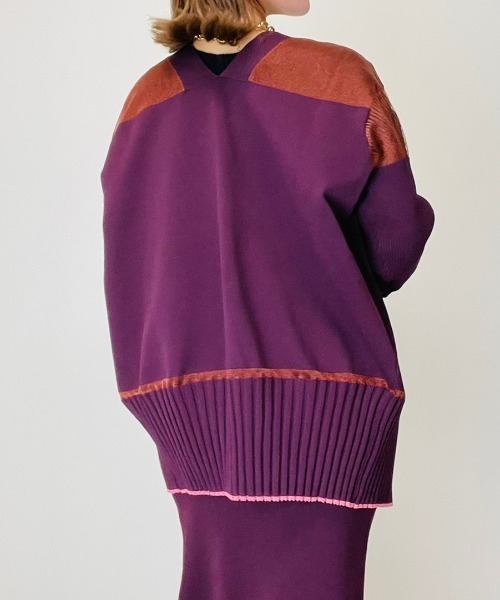 TEVALT（ヴァレット）の「ラメシアー　ランダムリブカーディガン（カーディガン/ボレロ・レディース・ブラック/グリーン/ブラウン/ブルー・38）」の16枚目の写真