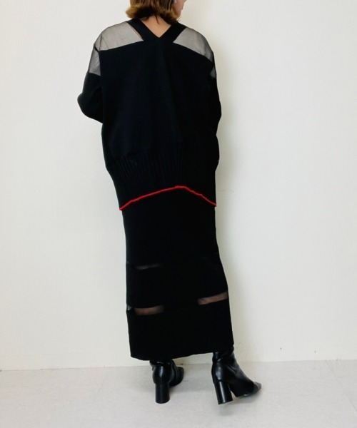 TEVALT（ヴァレット）の「ラメシアー　ランダムリブカーディガン（カーディガン/ボレロ・レディース・ブラック/グリーン/ブラウン/ブルー・38）」の11枚目の写真