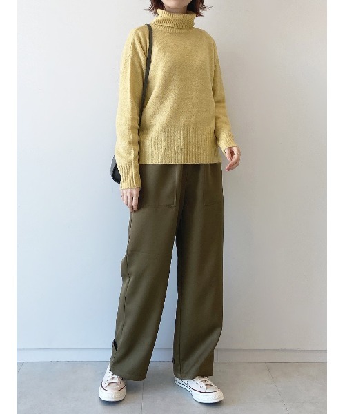 Samansa Mos2 blue（サマンサモスモスブルー）の「ヤクタッチタートルニット（ニット/セーター・レディース・グリーン/ブラウン/ミント/イエロー/ベージュ・ﾌﾘ-）」の6枚目の写真