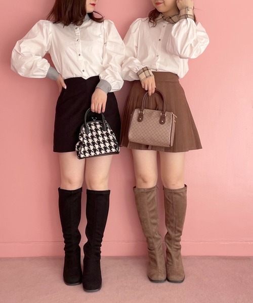 OLIVE des OLIVE（オリーブデオリーブ）の「チェック柄クレリックシャツ（シャツ/ブラウス・レディース・オフホワイト/ブラック/ベージュ・FREE）」の9枚目の写真