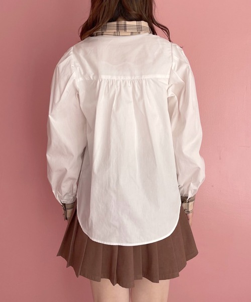 OLIVE des OLIVE（オリーブデオリーブ）の「チェック柄クレリックシャツ（シャツ/ブラウス・レディース・オフホワイト/ブラック/ベージュ・FREE）」の16枚目の写真