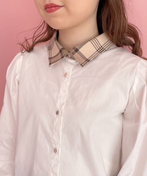 OLIVE des OLIVE（オリーブデオリーブ）の「チェック柄クレリックシャツ（シャツ/ブラウス・レディース・オフホワイト/ブラック/ベージュ・FREE）」の13枚目の写真