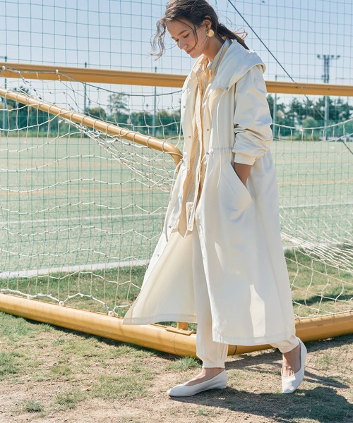 titivate（ティティベイト）の「ﾄﾞﾛｰｽﾄﾘﾝｸﾞﾃﾞｻﾞｲﾝﾎﾞﾘｭｰﾑﾗｲﾄｺｰﾄ（マウンテンパーカー・レディース・ラベンダー/アイボリー/ネイビー/ブルーグレー・M/S）」の9枚目の写真