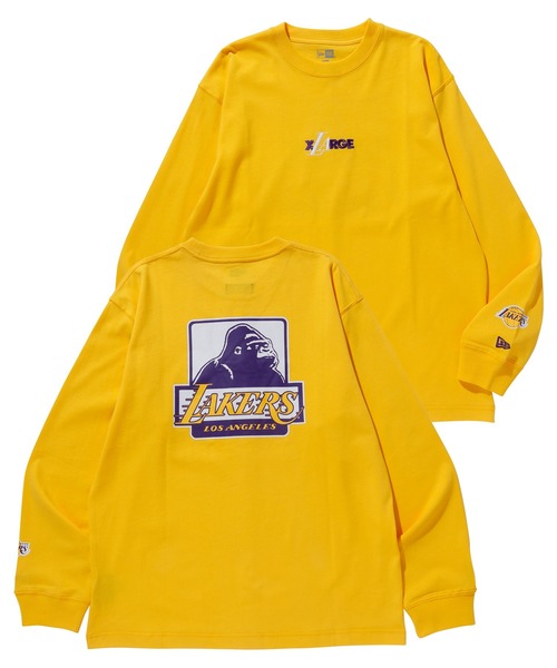 wind and sea NBA Lakers ストライプシャツ 長袖　XL XLARGE（エクストララージ）の「LAKERS STANDARD LOGO LS TEE（Tシャツ
