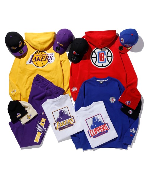 XLARGE×Newera×NBA Lakers Tシャツ 長袖 コットン Tシャツ XLARGE x NBA ロサンゼルス・レイカーズ