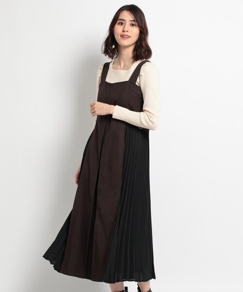 セール S 3l 裏起毛チェックアソートサイドプリーツワンピース ワンピース Grove グローブ のファッション通販 Zozotown