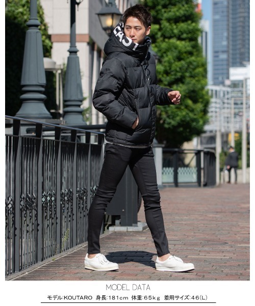 GOSTAR DE FUGA（ゴスタール ジフーガ）の「『GOSTAR DE FUGA/ゴスタール ジ フーガ』フードロゴプリント中綿ジャケット（ダウンジャケット/コート・メンズ・ホワイト/ブラック・M/L/XL）」の6枚目の写真