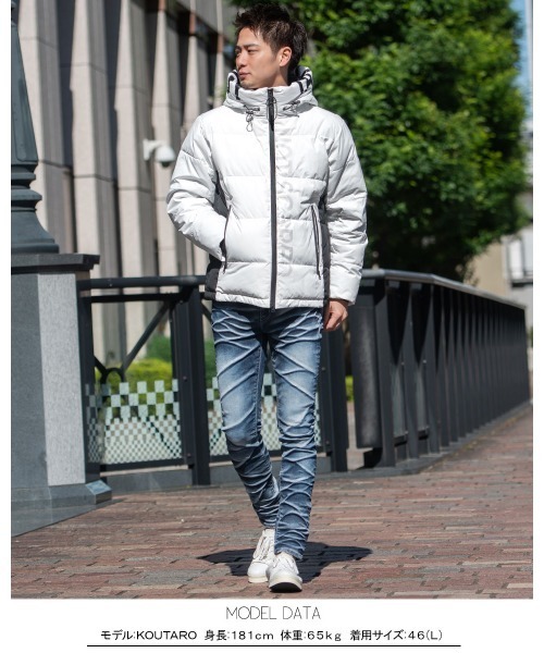 GOSTAR DE FUGA（ゴスタール ジフーガ）の「『GOSTAR DE FUGA/ゴスタール ジ フーガ』フードロゴプリント中綿ジャケット（ダウンジャケット/コート・メンズ・ホワイト/ブラック・M/L/XL）」の13枚目の写真