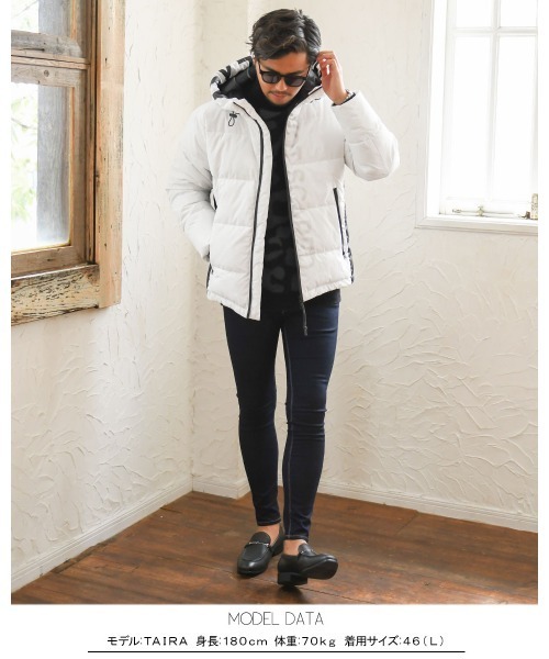 GOSTAR DE FUGA（ゴスタール ジフーガ）の「『GOSTAR DE FUGA/ゴスタール ジ フーガ』フードロゴプリント中綿ジャケット（ダウンジャケット/コート・メンズ・ホワイト/ブラック・M/L/XL）」の10枚目の写真