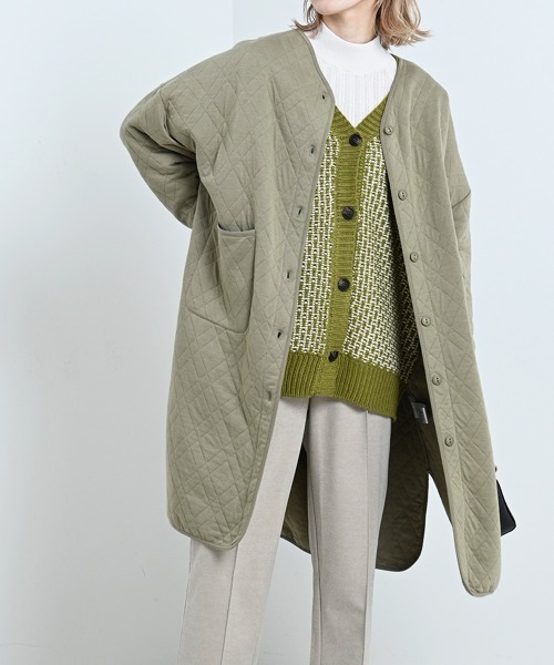 LUPILIEN(ルピリアン)の「【LUPILIEN】カットキルティングノーカラージャケット(ノーカラージャケット・レディース・チャコールグレー/ライトカーキ/グレイッシュベージュ・FREE)」の3枚目の写真