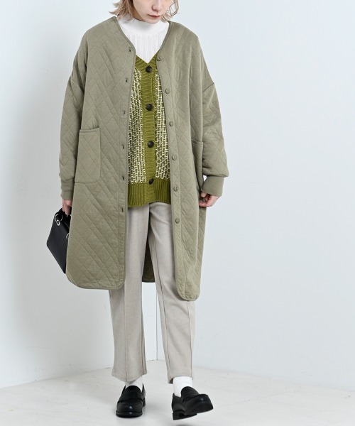 LUPILIEN(ルピリアン)の「【LUPILIEN】カットキルティングノーカラージャケット(ノーカラージャケット・レディース・チャコールグレー/ライトカーキ/グレイッシュベージュ・FREE)」の4枚目の写真