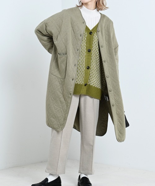 LUPILIEN(ルピリアン)の「【LUPILIEN】カットキルティングノーカラージャケット(ノーカラージャケット・レディース・チャコールグレー/ライトカーキ/グレイッシュベージュ・FREE)」の5枚目の写真