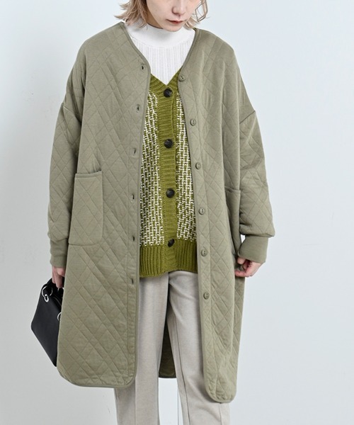 LUPILIEN(ルピリアン)の「【LUPILIEN】カットキルティングノーカラージャケット(ノーカラージャケット・レディース・チャコールグレー/ライトカーキ/グレイッシュベージュ・FREE)」の6枚目の写真