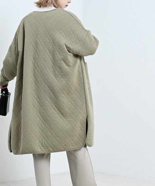 LUPILIEN(ルピリアン)の「【LUPILIEN】カットキルティングノーカラージャケット(ノーカラージャケット・レディース・チャコールグレー/ライトカーキ/グレイッシュベージュ・FREE)」の7枚目の写真