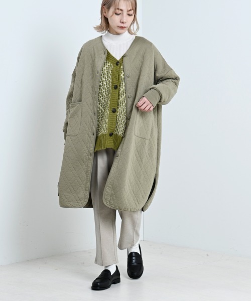 LUPILIEN(ルピリアン)の「【LUPILIEN】カットキルティングノーカラージャケット(ノーカラージャケット・レディース・チャコールグレー/ライトカーキ/グレイッシュベージュ・FREE)」の8枚目の写真