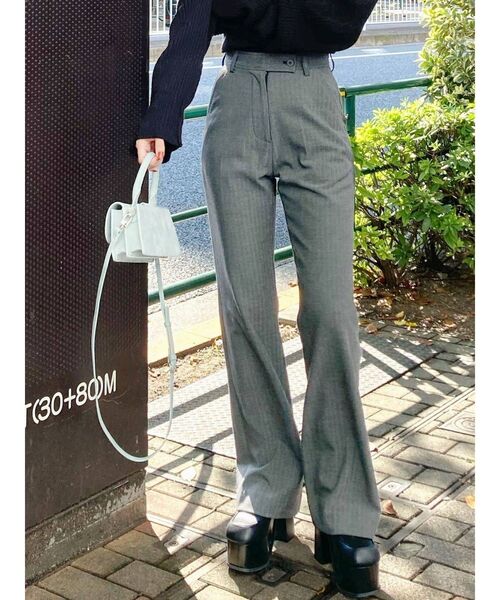 B02659 エモダEMODAチェックセンタープレスパンツ B02659 エモダEMODAチェックセンタープレスパンツ