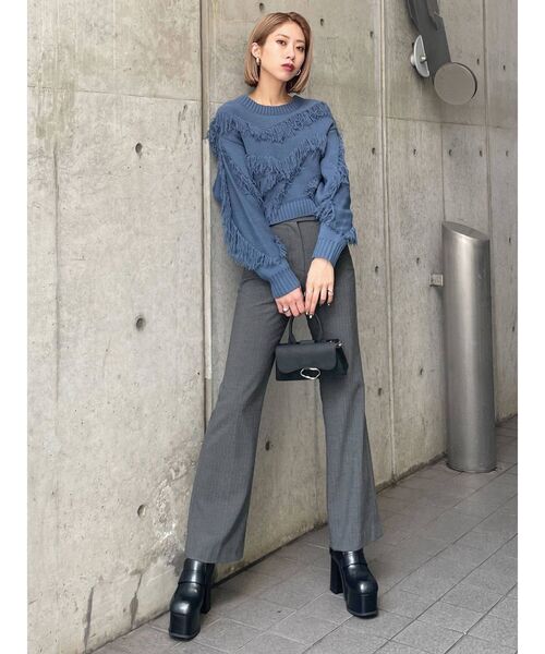 B02659 エモダEMODAチェックセンタープレスパンツ B02659 エモダEMODAチェックセンタープレスパンツ