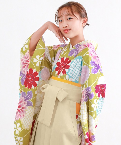 KYOETSU（キョウエツ）の「ガールズ CCM D 袴4点セット ( 二尺袖 + 帯 + 袴 + 襦袢 )（着物・キッズ・パープル系その他/ロイヤルブルー/グレー系その他/グレー系その他2/ホワイト系その他/イエロー系その他/ブルー系その他2/ベージュ系その他/黄緑系/ピンク系その他/グリーン系その他/ブルー系その他・84/80/87/91）」の13枚目の写真