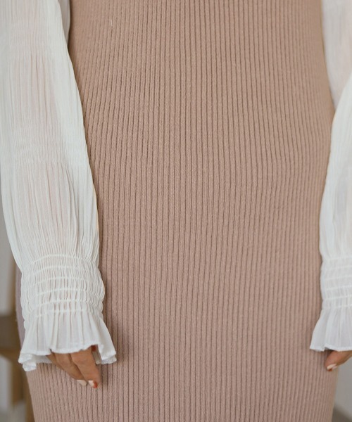 Bab（バブ）の「リブニットトップスワンピースセット（ワンピース・レディース・ブラック/ベージュ/グリーン・M）」の8枚目の写真