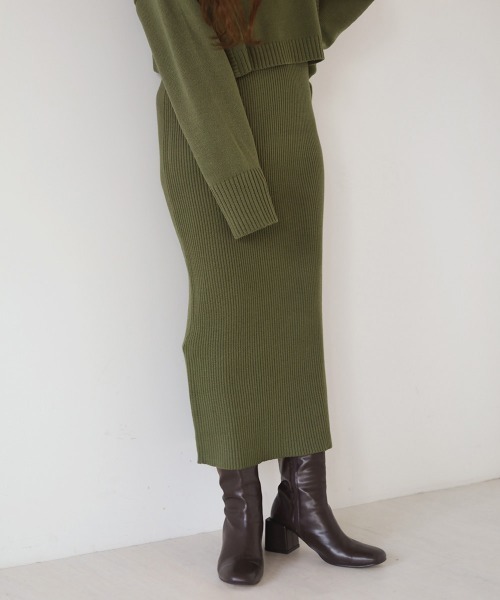 Bab（バブ）の「リブニットトップスワンピースセット（ワンピース・レディース・ブラック/ベージュ/グリーン・M）」の15枚目の写真