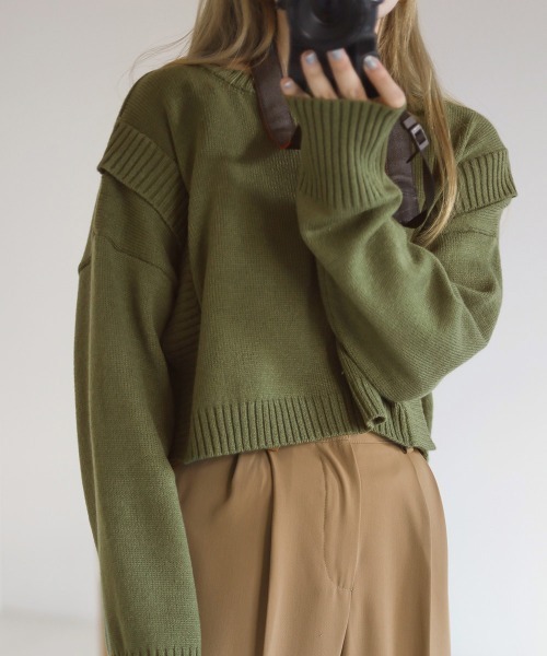 Bab（バブ）の「リブニットトップスワンピースセット（ワンピース・レディース・ブラック/ベージュ/グリーン・M）」の9枚目の写真