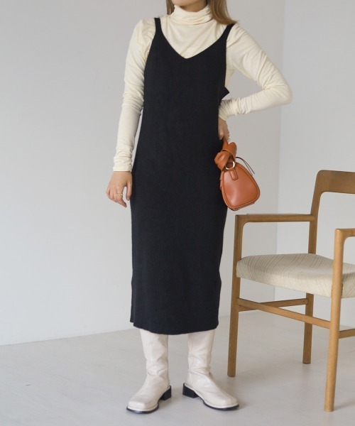 Bab（バブ）の「リブニットトップスワンピースセット（ワンピース・レディース・ブラック/ベージュ/グリーン・M）」の19枚目の写真