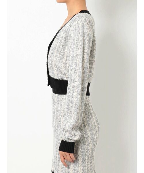 RESEXXY（リゼクシー）の「ツイードニットカーデ【セットアップ着用可能】（カーディガン/ボレロ・レディース・ブラック/グリーン/ラベンダー・FREE）」の5枚目の写真