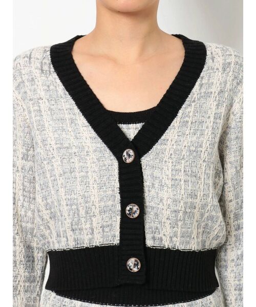 RESEXXY（リゼクシー）の「ツイードニットカーデ【セットアップ着用可能】（カーディガン/ボレロ・レディース・ブラック/グリーン/ラベンダー・FREE）」の7枚目の写真